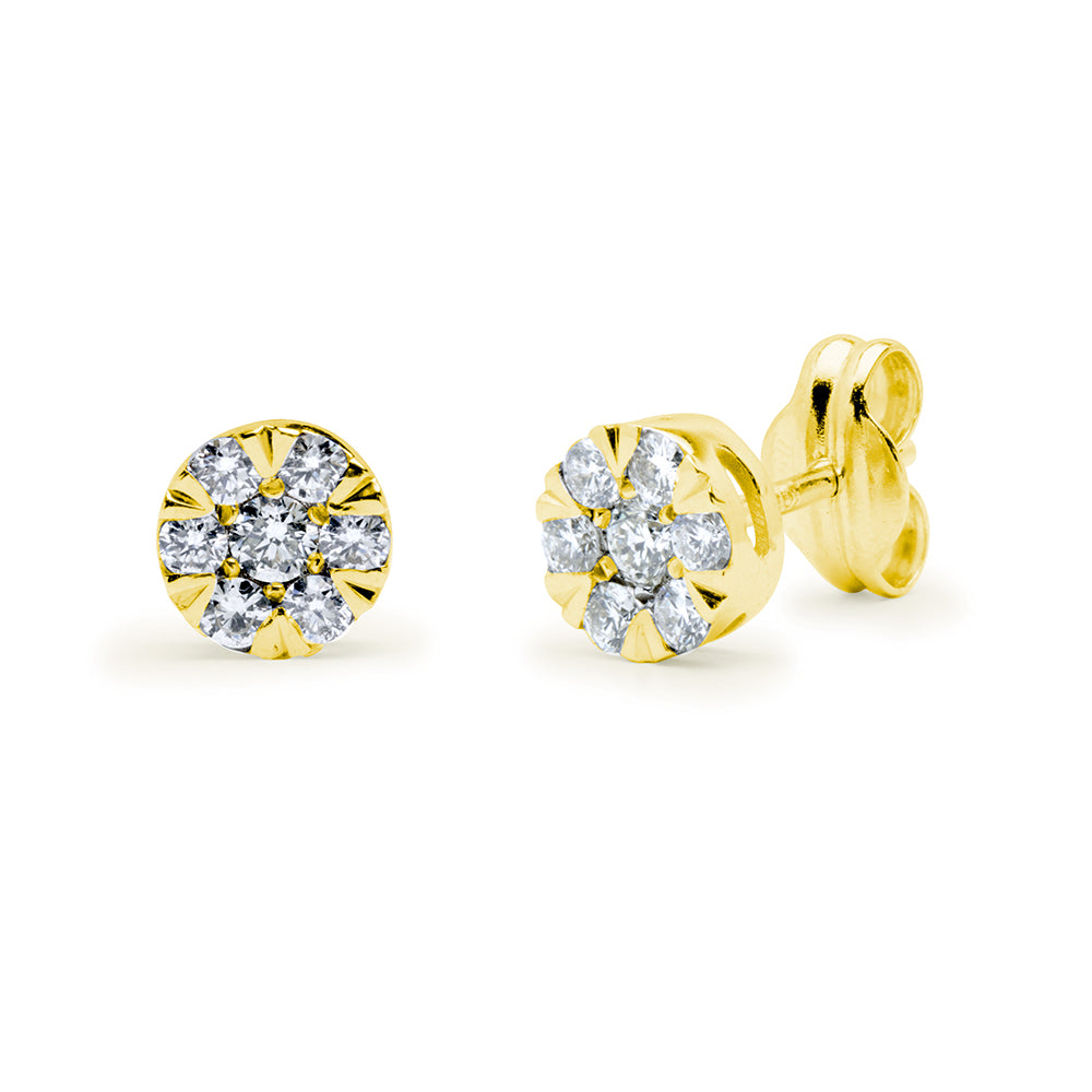 Pendientes Redondos Lucía con Diamantes 0,48 Quilates en Oro Amarillo 18 Kilates