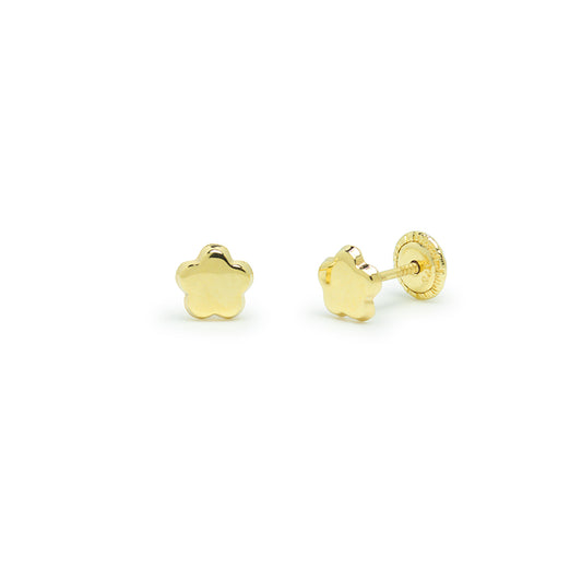 Pendientes Niña de Flor en Oro Amarillo 9 Kilates