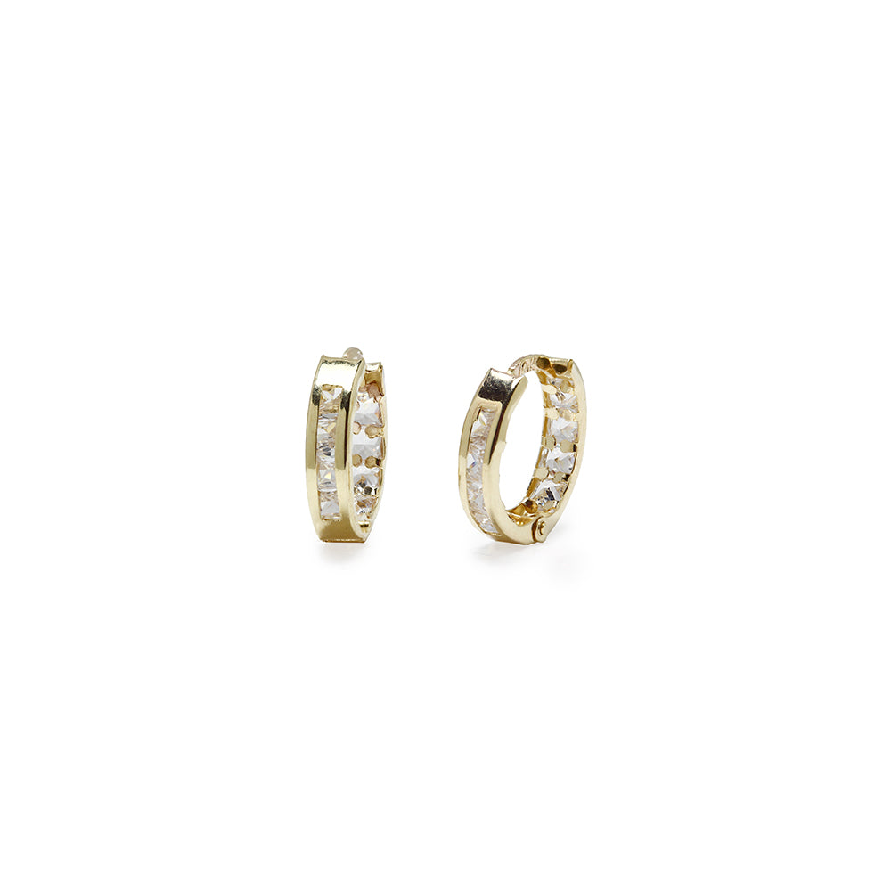 Pendientes Aro Huggie Circonitas 12x3 en Oro Amarillo 9 Kilates