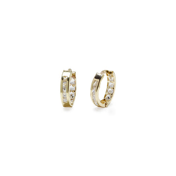 Pendientes Aro Huggie Circonitas 12x3 en Oro Amarillo 9 Kilates
