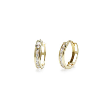 Pendientes Aro Huggie Circonitas 15x3 en Oro Amarillo 9 Kilates
