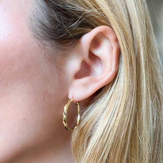 Aros Diamantados 20X3 en Oro Amarillo 18 Kilates