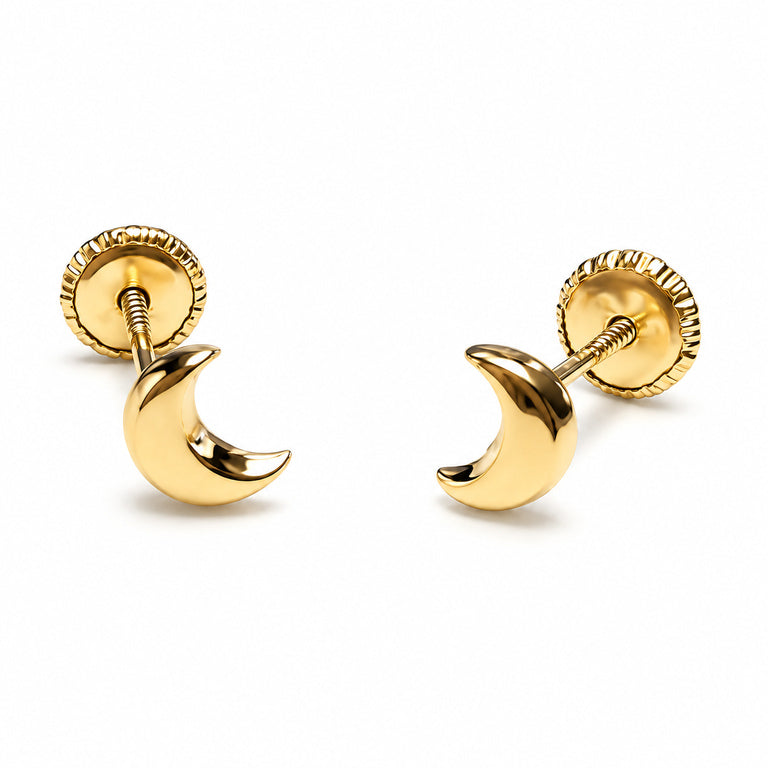 Pendientes Bebé Luna de Oro de 18 Quilates