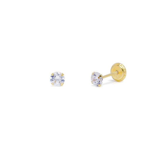 Pendientes Bebé Circonita en Garra 4x4mm en Oro Amarillo 9 Kilates