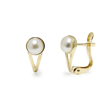 Pendientes Yuli Bandas con Perla en Oro Amarillo 9 Kilates