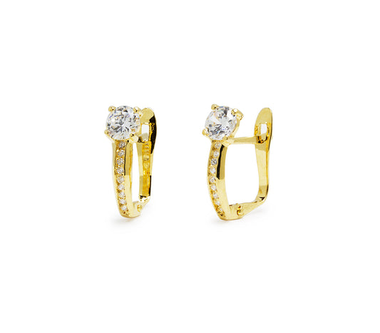 Pendientes Hanna con Circonitas Blancas en Oro Amarillo 9 Kilates