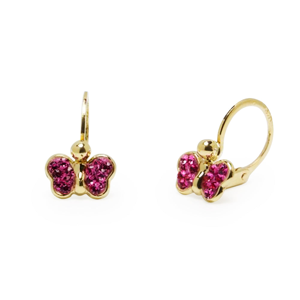 Pendientes Mariposa Aro en Oro Amarillo 9 Kilates
