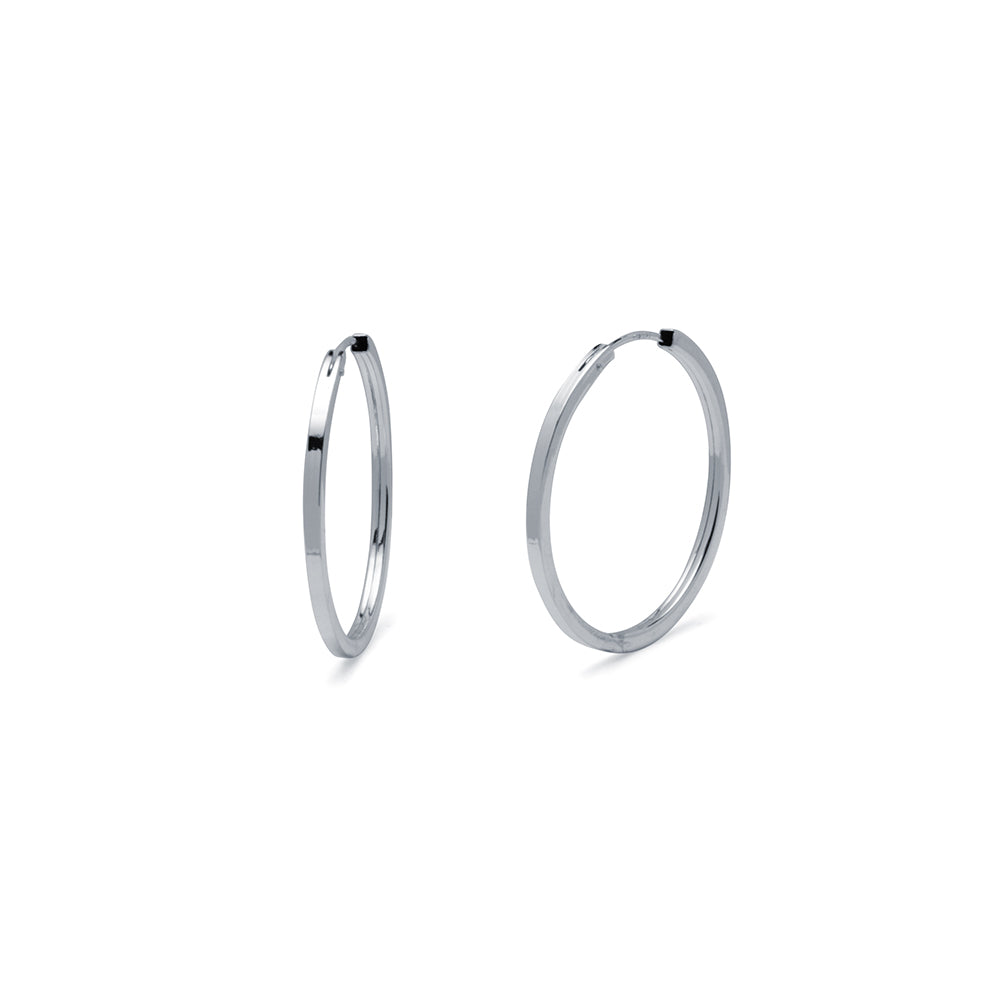 Aros Cuadrados Liso 23x1,5 en Oro Blanco 9 Kilates