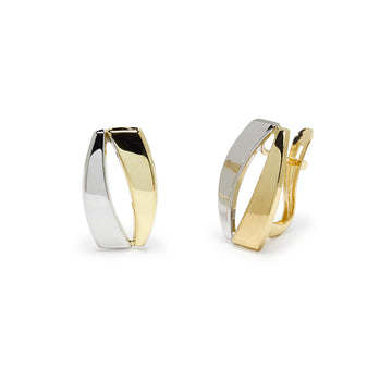 Pendientes 2 Bandas en Oro Bicolor 9 Kilates
