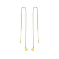 Pendientes Largos de Cadena con Corazón de Oro de 9 Quilates