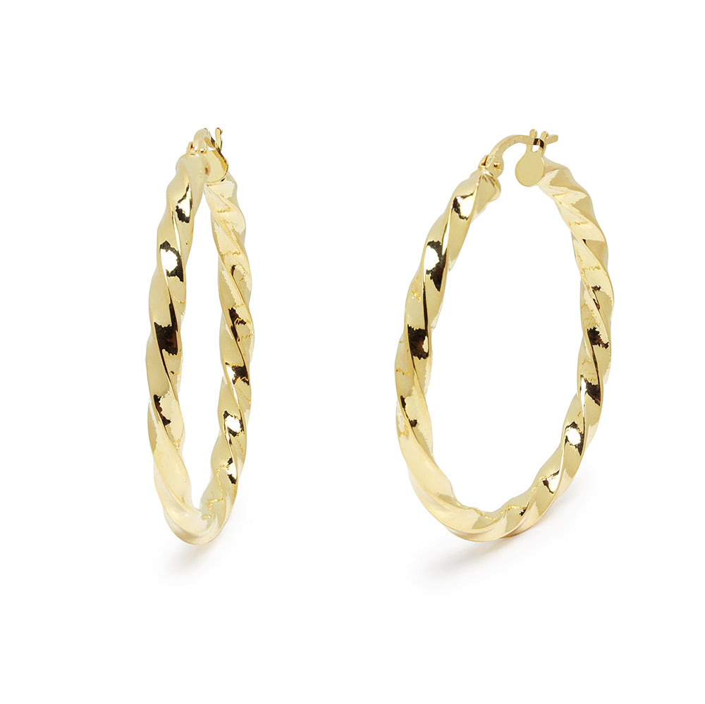 Pendientes Criolla Rizada de Oro de 9 Quilates