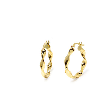 Pendientes de Aro Entorchada 15x3mm en Oro Amarillo 9 Kilates