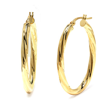 Pendientes de Aro Ovalados Rizados 25X2.9 en Oro Amarillo 9 Kilates