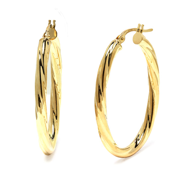 Pendientes de Aro Ovalados Rizados 25X2.9 en Oro Amarillo 9 Kilates