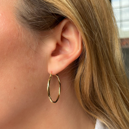 Pendientes Aro Zoe 25mm en Oro Amarillo 18 Kilates