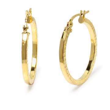 Pendientes de Aro Cuadrada Greca Plana 20x1.8mm en Oro Amarillo 9 Kilates