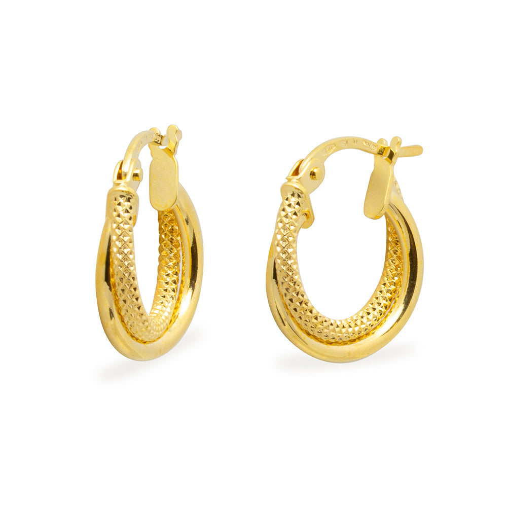 Conjunto Anna de Cadena con Colgante y Pendientes Aro en Oro Amarillo