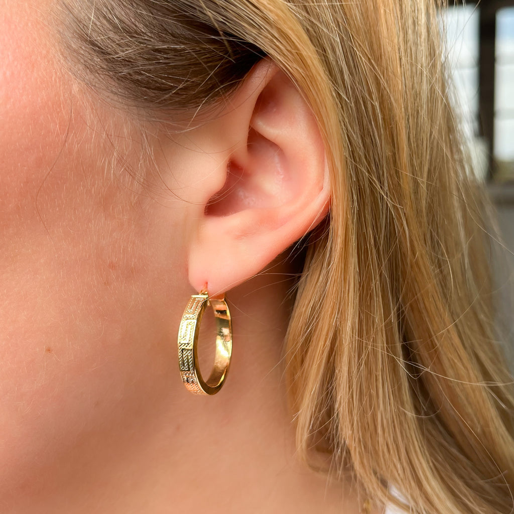 Pendientes Criolla Greca de Oro de 9 Quilates
