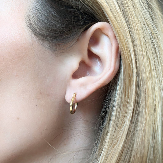 Pendientes de Aro Cuadrado Rizados 10x1.8 en Oro Amarillo 9 Kilates