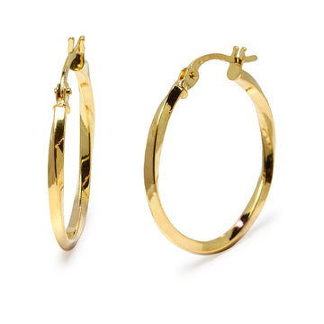 Pendientes de Aro Cuadrado Rizados 20X1.8 en Oro Amarillo 9 Kilates