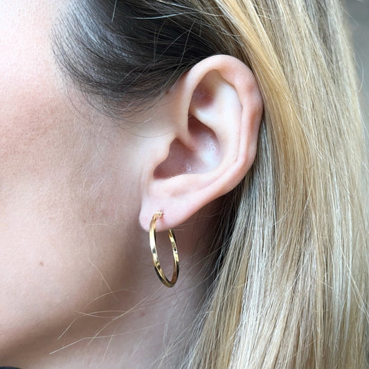 Pendientes de Aro Cuadrado Rizados 20X1.8 en Oro Amarillo 9 Kilates