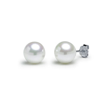 Pendientes Perla Redonda 10mm en Plata