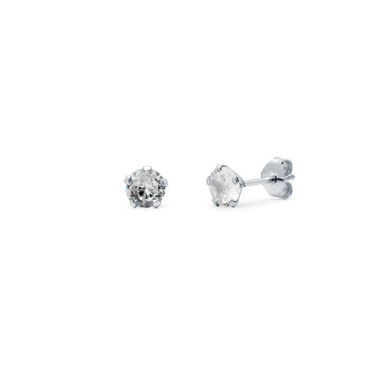 Pendientes Circonita 5 Grapas 5mm en Plata