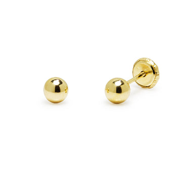 Pendientes Bebé Bola Lisa de 4x4 en Oro Amarillo 9 Kilates