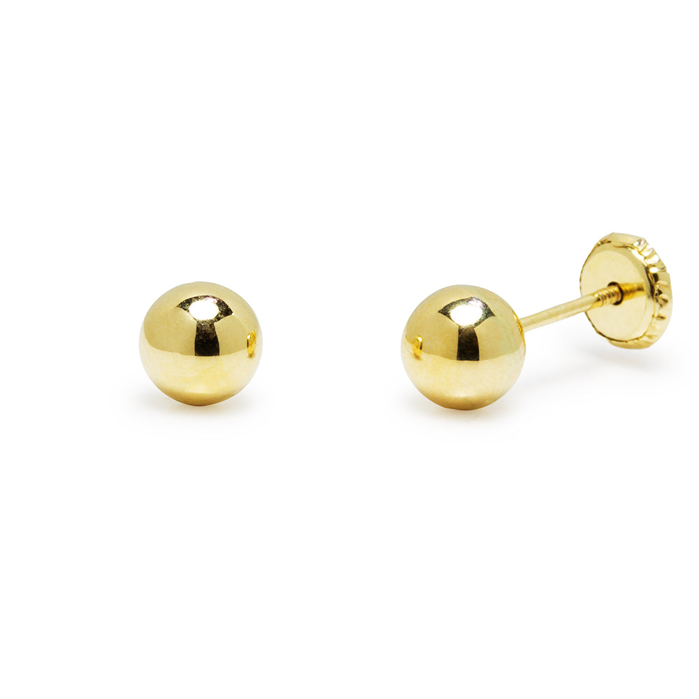 Pendientes Bebé Bola Lisa de 5x5 en Oro Amarillo 9 Kilates