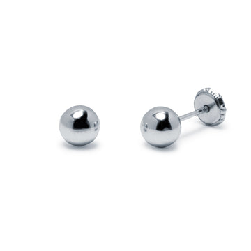 Pendientes Bebé Bola Lisa de 5x5 en Oro Blanco 9 Kilates