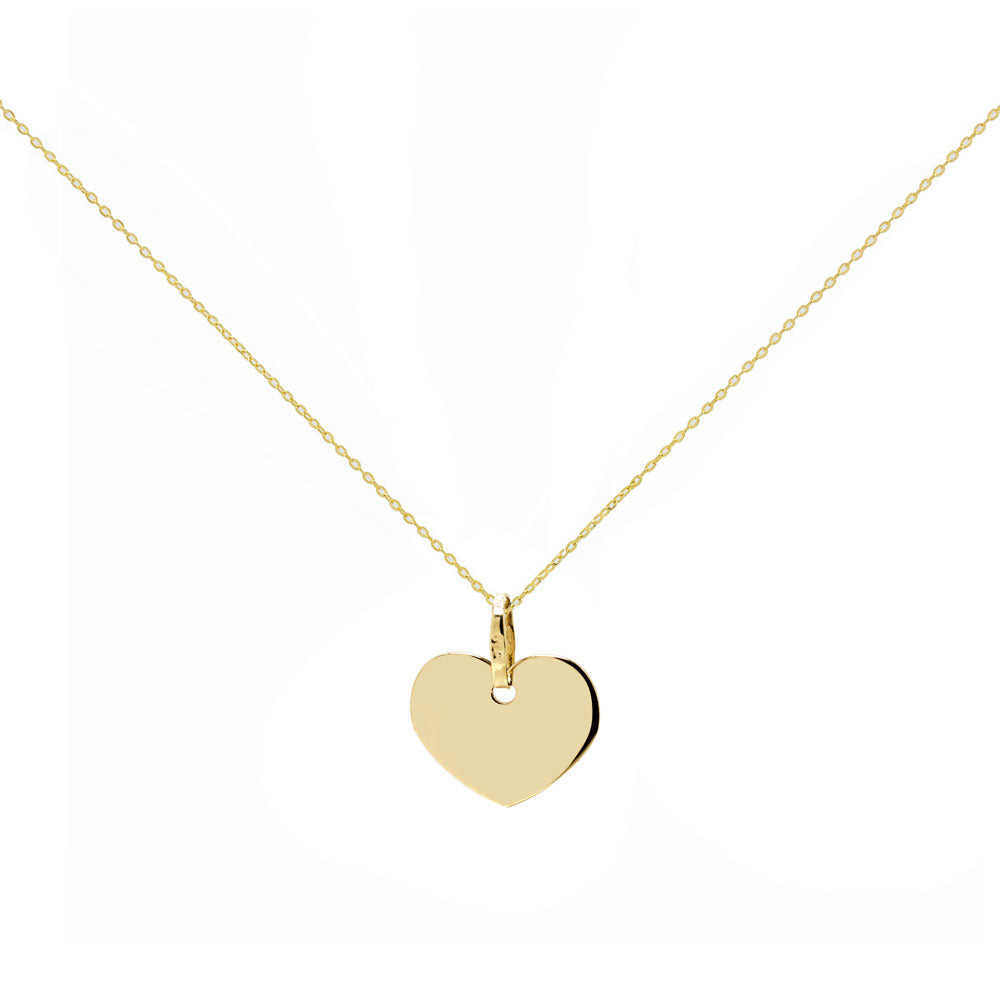 Placa Corazón Lisa de Oro de 9 Quilates