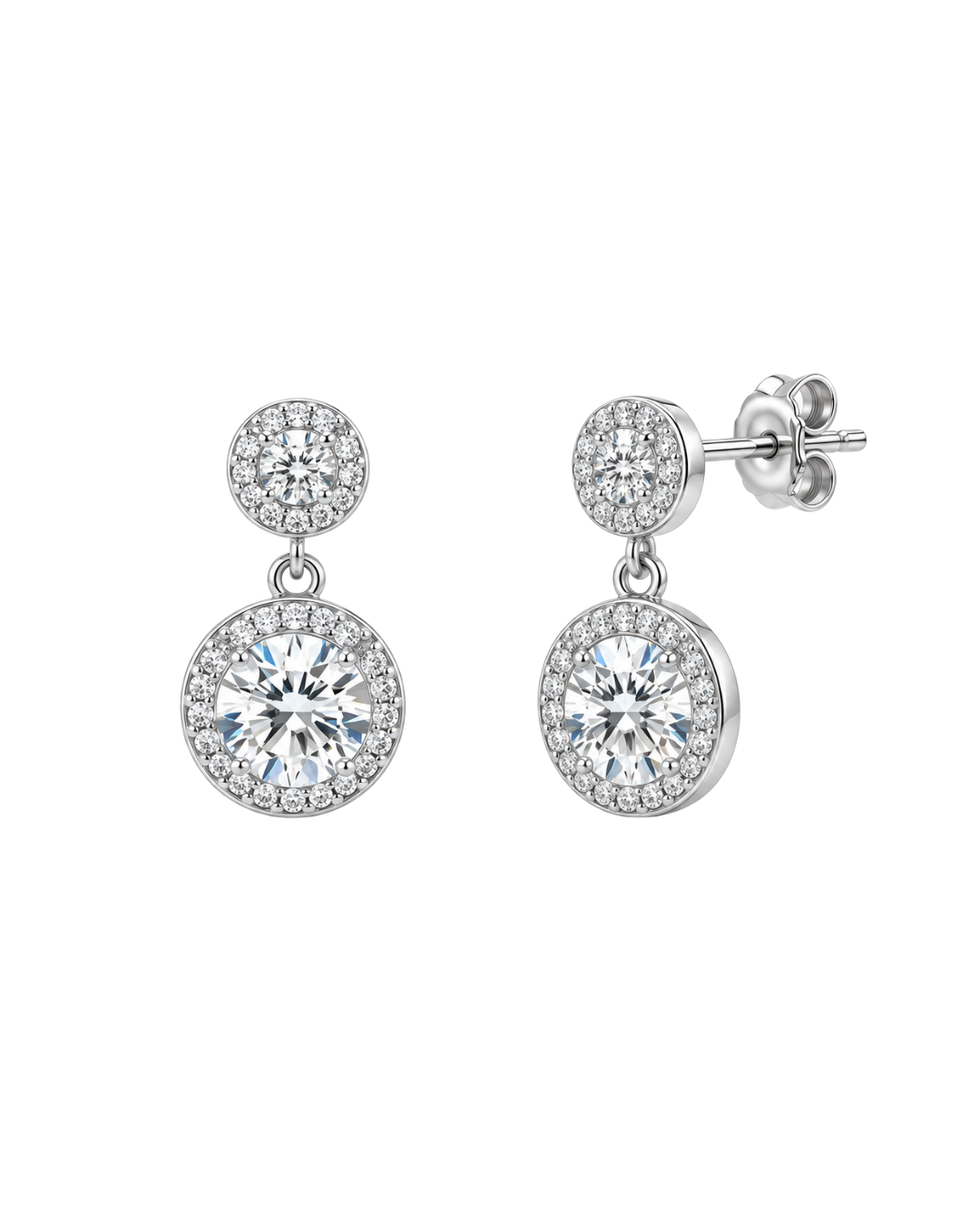 Pendientes Largos de Plata de Ley 925 con Moissanita Grande