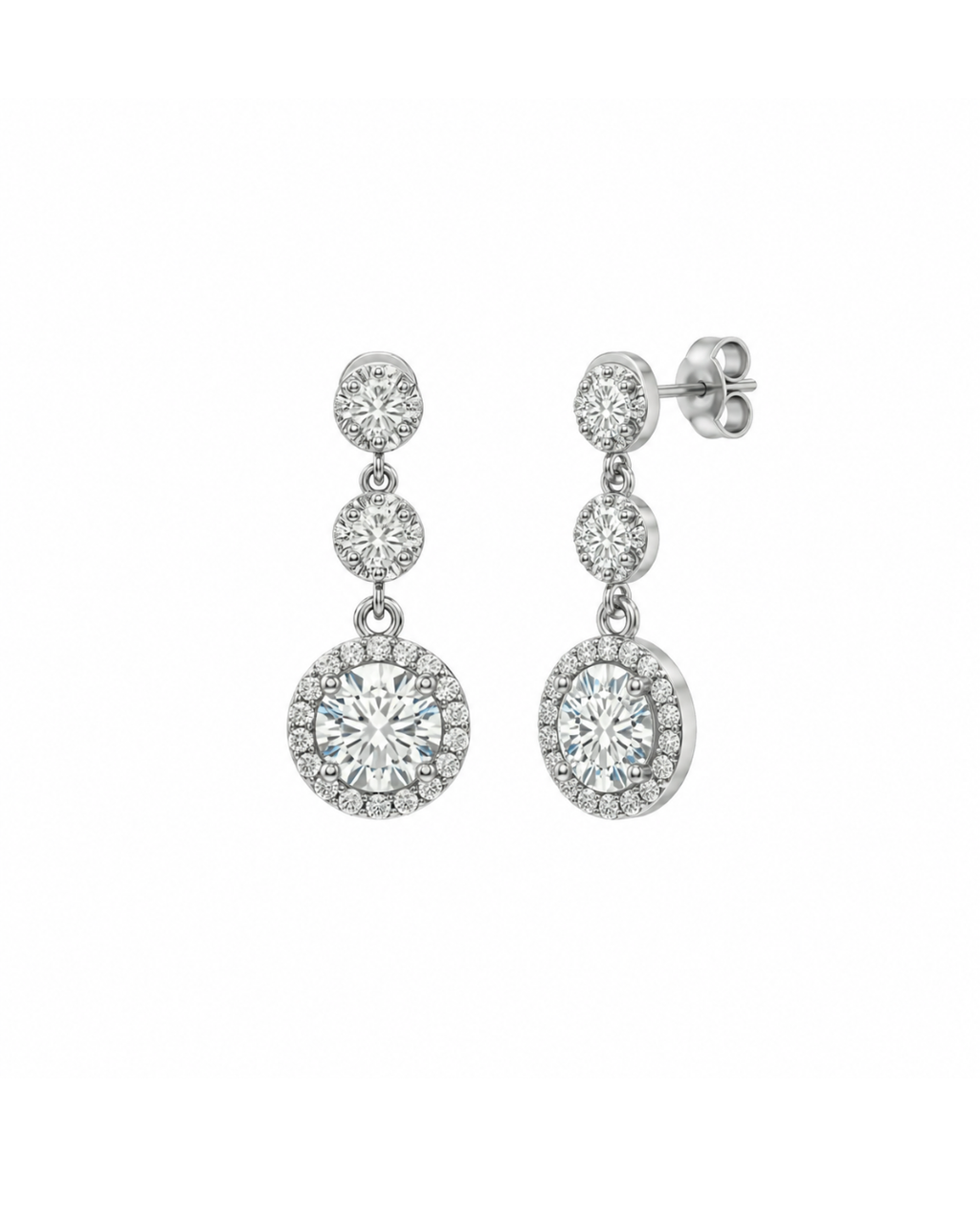 Pendientes Largos de Plata de Ley 925 con Moissanita