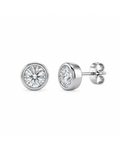 Pendientes de Bisel con Moissanita de Plata de Ley 925