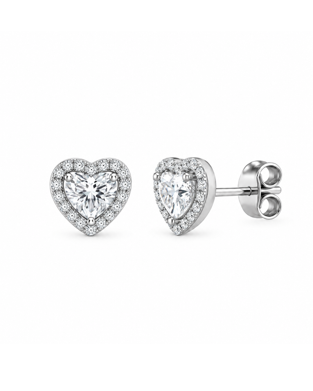 Pendientes Corazón de Plata de Ley 925 con Moissanita