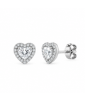Pendientes Corazón de Plata de Ley 925 con Moissanita