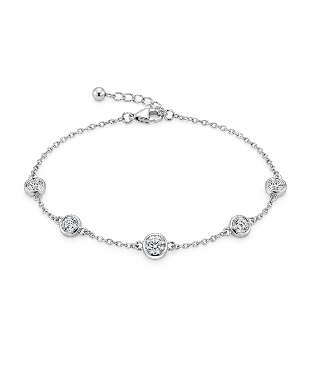 Pulsera de Plata de Ley 925 con Moissanita Pequeña