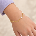 Pulsera de Oro de 9 Quilates con Flores y Perlas para Bebé