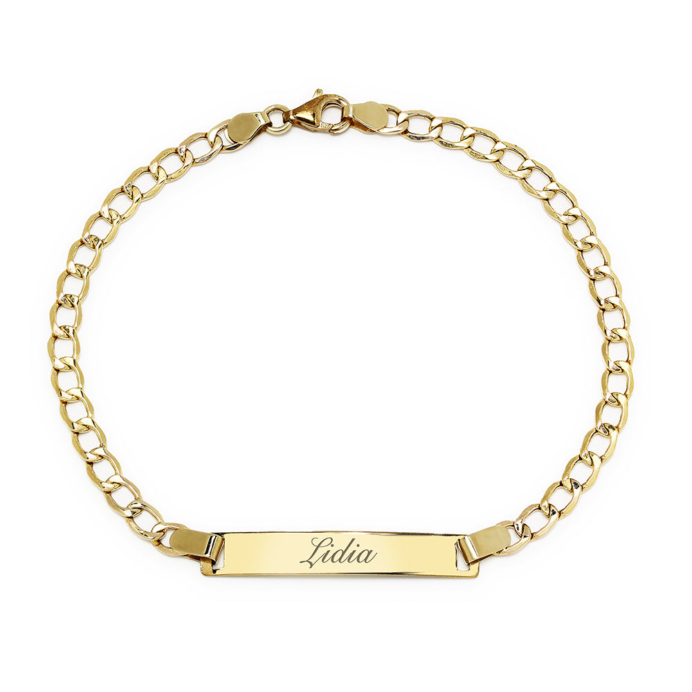 Pulsera Nomeolvides con Placa de Oro de 9 Quilates