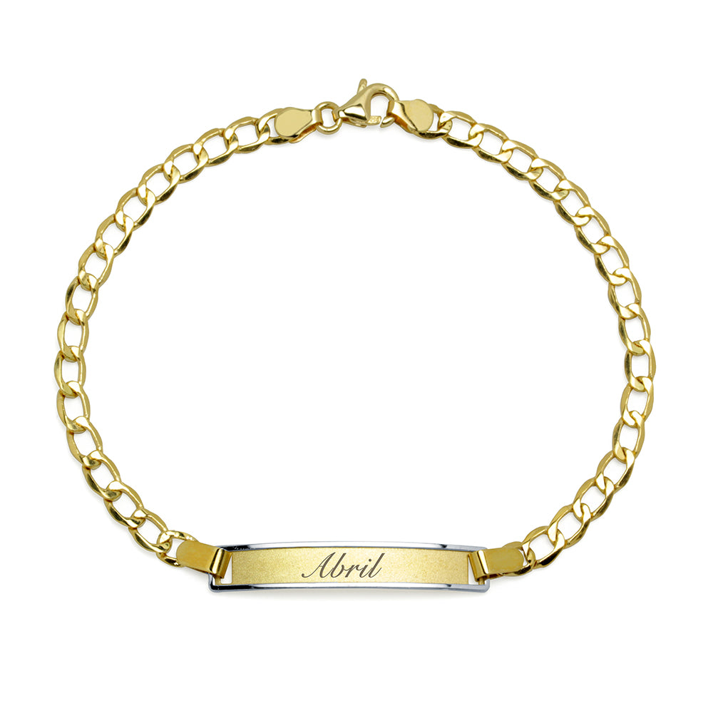 Pulsera No me olvides Barbada en Oro Bicolor 9 Kilates