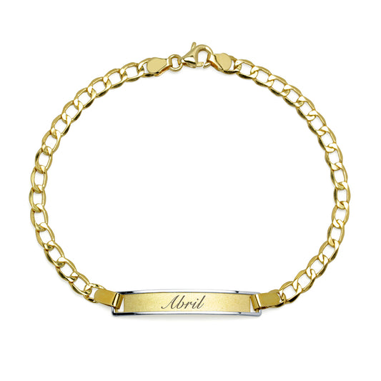 Pulsera No me olvides Barbada en Oro Bicolor 9 Kilates