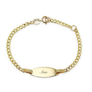 Pulsera Bebé Nomeolvides Barbada Ovalada en Oro Amarillo 9 Kilates