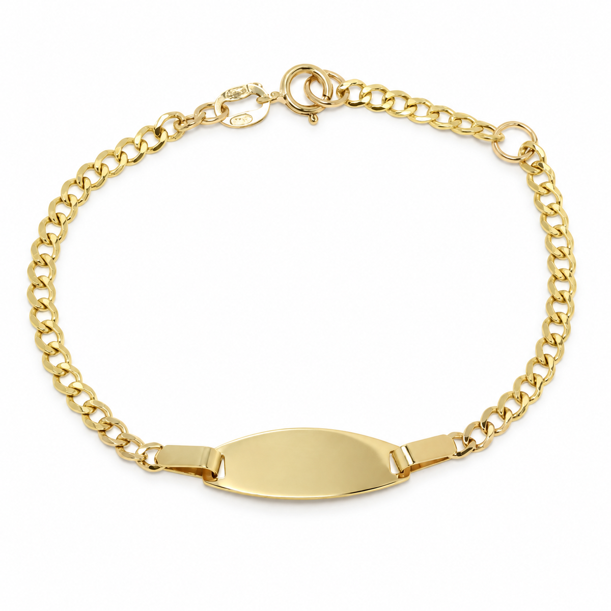 Pulsera Nomeolvides  Barbada con Placa Oval de Oro de 9 Quilates para Bebé