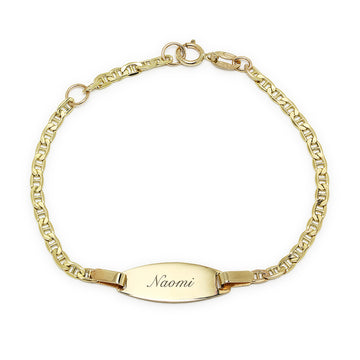 Pulsera Bebé Nomeolvides Travesino Ovalada en Oro Amarillo 9 Kilates