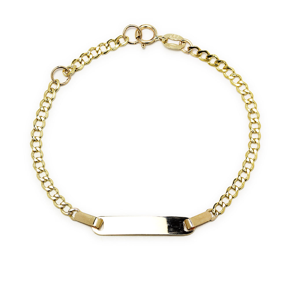 Pulsera Nomeolvides Barbada de Oro de 9 Quilates con Placa para Bebé