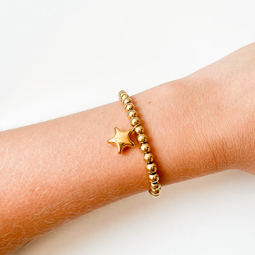 Pulsera de Bolas con Estrella de Acero Inoxidable
