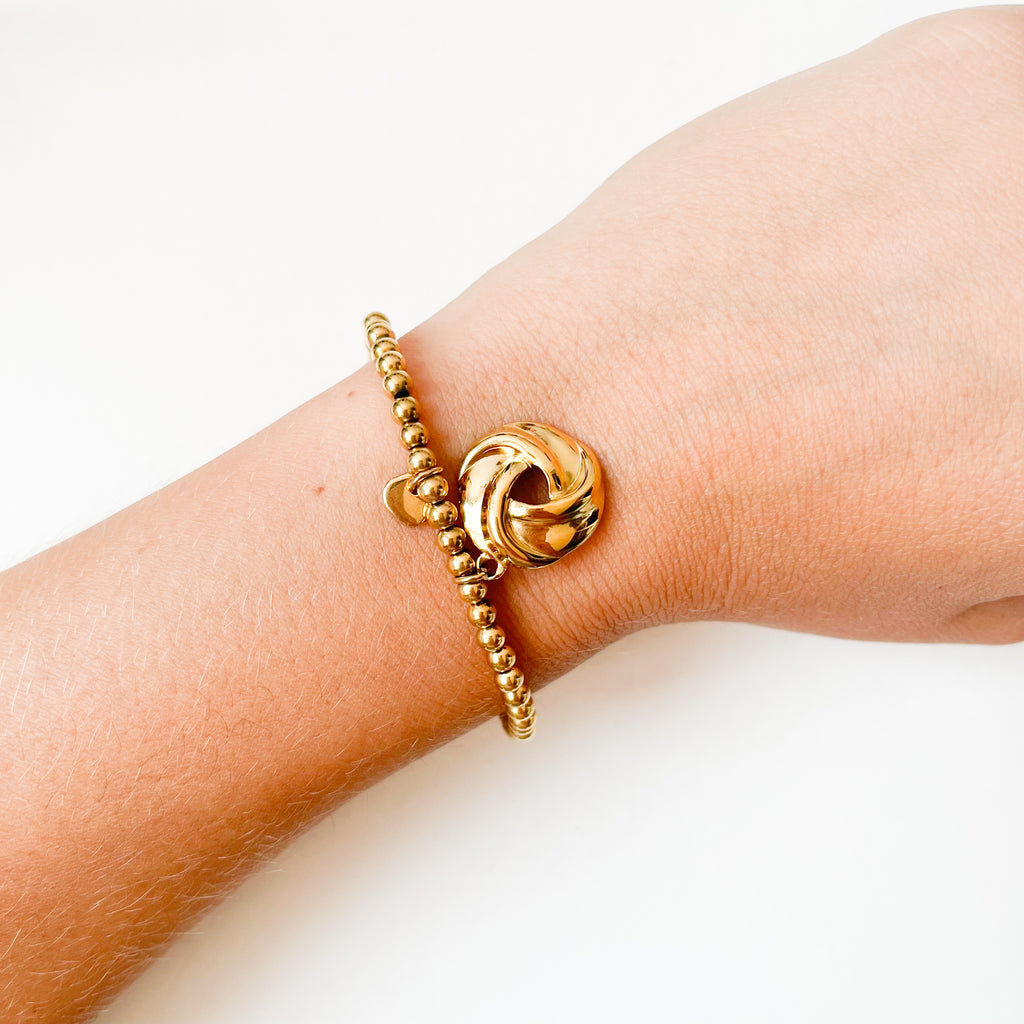 Pulsera de Bolas con Nudo de Acero Inoxidable