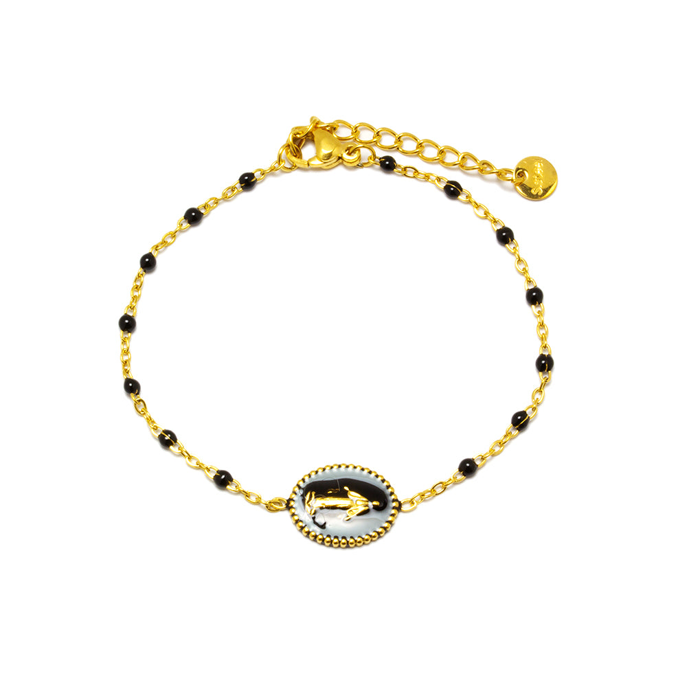 Pulsera Medalla Virgen Tesi con Piedras de Acero Inoxidable