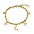 Pulsera Tesi de Acero con Motivos de Luna y Circonitas