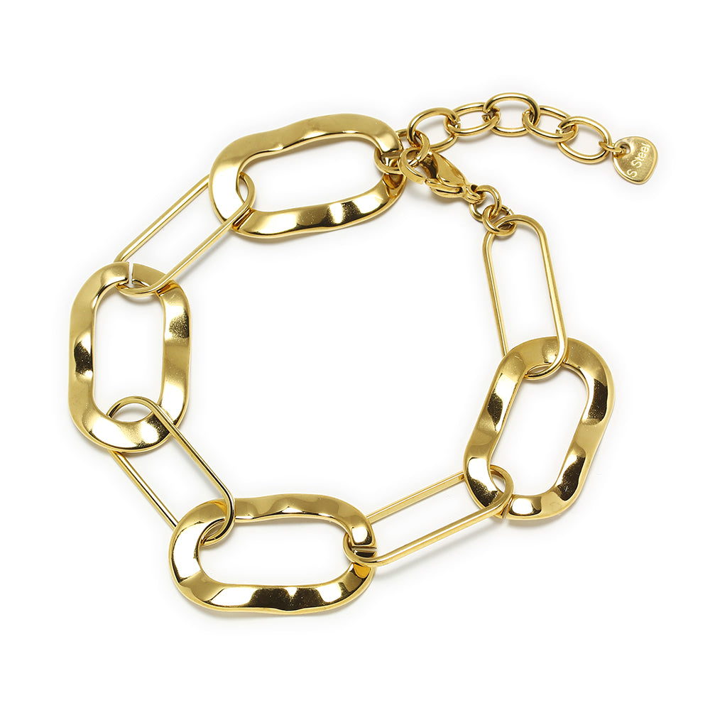 Pulsera de Óvalos Espejo de Acero con Baño